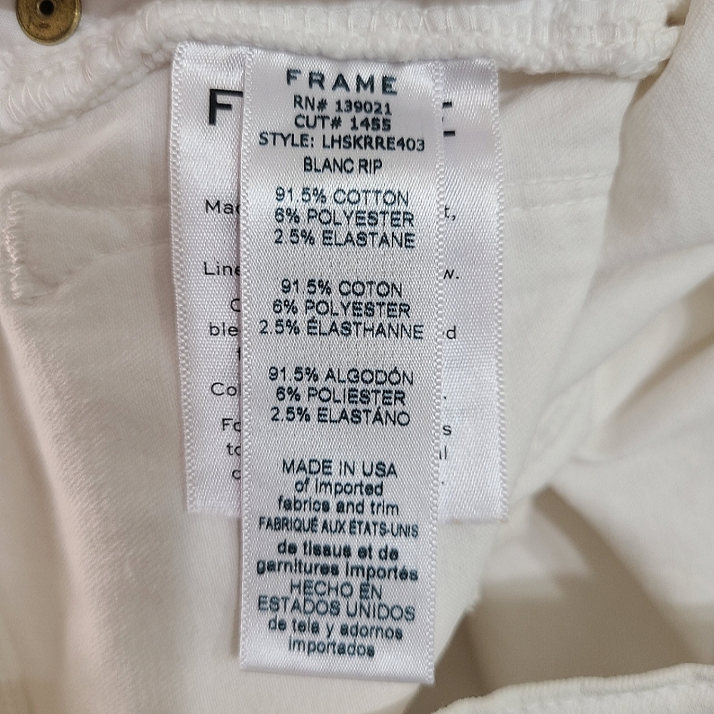 FRAME DENIM White Le High Skinny Distressed Jeans in Blanc Rip Sz 26 - Picture 10 of 14